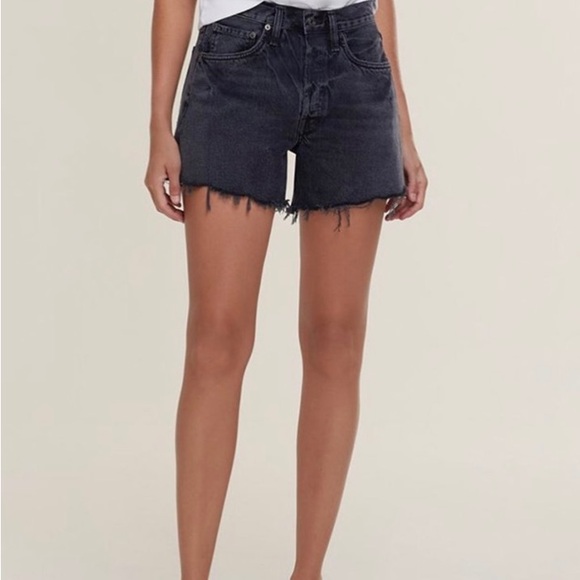 Agolde Parker Long Shorts - Black Size 24 - Picture 1 of 5